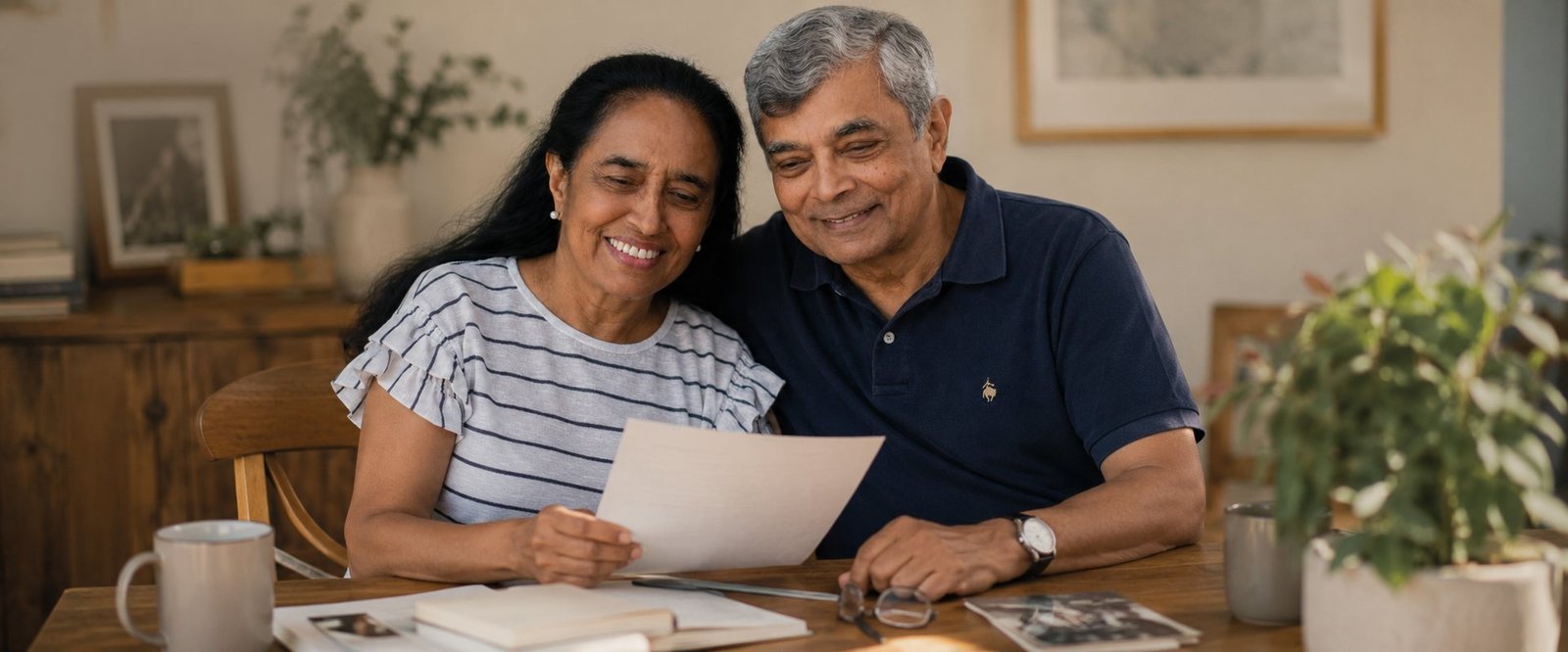 Deena and Pravin Shah reading together at home